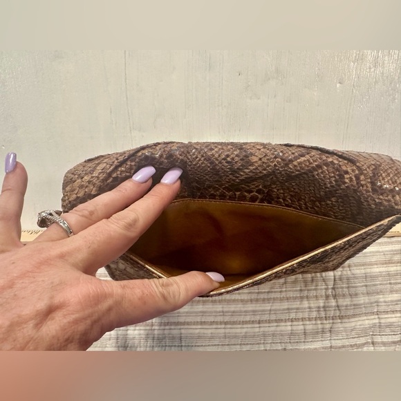 Jessica McClintock Faux Snakeskin Evening Clutch Shoulder Bag Chain Strap - Picture 9 of 10